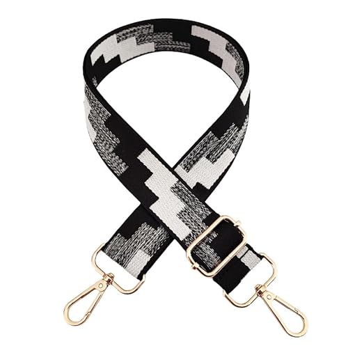 Verstellbar Schultergurt für Taschen Universal Boho Schulterriemen 72 -130CM Breit 3.8cm mit Goldnem Karabinerhaken Schultergurt Umhängegurt für Taschen Handtaschen DIY Zubehör für Damen-Schwarz weiß Verstellbar Schultergurt für Taschen Universal Boho Schulterriemen 72 -130CM Breit 3.8cm mit Goldnem Karabinerhaken Schultergurt Umhängegurt für Taschen Handtaschen DIY Zubehör für Damen-Schwarz weiß von PTNKUIIY