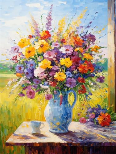 PUCHEN 5D DIY Diamant Malerei Kits Vollbohrer, Ölgemälde-Serie Schöne Blumen,L,30 * 40CM Diamant Kunst Handwerk Bild Kit, Leinwand Kreuzstich Stickerei Nach Zahlen Diamond Art Painting Zubehör von PUCHEN