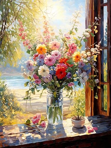 PUCHEN Diamond Painting Set für Kinder, Ölgemälde Bunter Blumenstrauß in Vase,L,40 * 50CM für Kinder Mädchen, Erwachsene, Diamant Painting Bilder Arts Craft für Home Wand Decor PUCHEN Diamond Painting Set für Kinder, Ölgemälde Bunter Blumenstrauß in Vase,L,40 * 50CM für Kinder Mädchen, Erwachsene, Diamant Painting Bilder Arts Craft für Home Wand Decor von PUCHEN