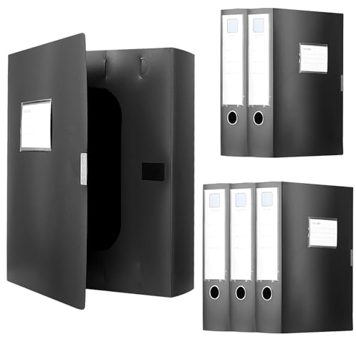 PUCSIQ 6 Stück A4 Archivbox Schwarz, DokumentenBox Kunststoff, Sammelbox A4 Aktenordner für Büro, Zuhause Dokumentenorganisation, 650 Blatt Kapazität (310 x 236 x 75 mm) von PUCSIQ
