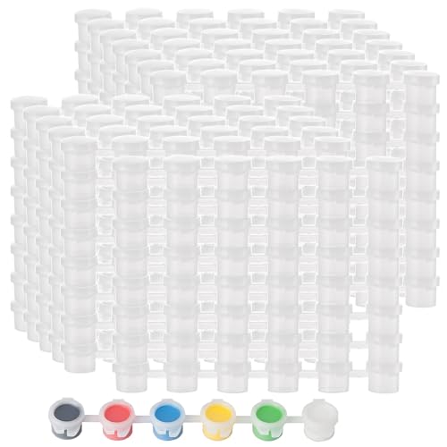 PUCSIQ 600 Töpfe 3 ml Mini Farbtöpfe, 100 Streifen Leere Farbtopf mit Deckel, Kunststoff Farbtöpfe Klein Leere Farbstreifen für Malen, Acrylfarben PUCSIQ 600 Töpfe 3 ml Mini Farbtöpfe, 100 Streifen Leere Farbtopf mit Deckel, Kunststoff Farbtöpfe Klein Leere Farbstreifen für Malen, Acrylfarben von PUCSIQ
