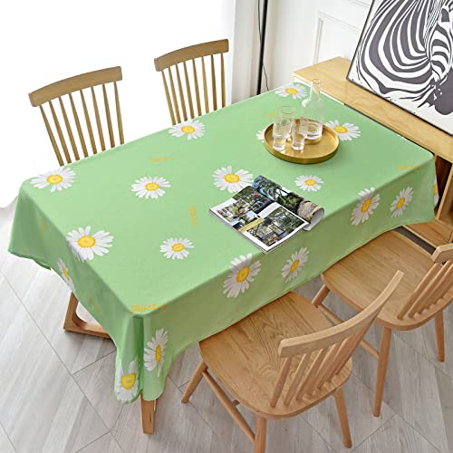 PUDSIRN Gänseblümchen-Tischdecke, Frühlings und Sommerblumen-Tischdecke, grünes Polyestergewebe, wasserdichte, schmutzabweisende Tischdecke für Küche, Party, Picknick, drinnen, draußen (140 x 200 cm) von PUDSIRN