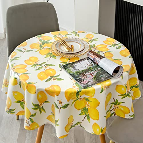 PUDSIRN Zitronen-Tischdecke, Frühlings Sommer-Tischdecke, gelbe Tischdecke, Polyester-Gewebe, wasserdichte, schmutzabweisende Tischdecke, für Küche, Party, Picknick, drinnen, draußen (Round 140cm) PUDSIRN Zitronen-Tischdecke, Frühlings Sommer-Tischdecke, gelbe Tischdecke, Polyester-Gewebe, wasserdichte, schmutzabweisende Tischdecke, für Küche, Party, Picknick, drinnen, draußen (Round 140cm) von PUDSIRN