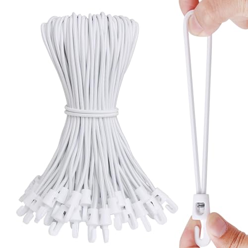 Spanngummis mit Haken 25 cm,Expander mit Haken 25 Stück 4 mm Planenspanner,Planenbefestigung Gummispanner,Weiß Spannhaken Zeltspanner,Spannfix Gummi Spanner für Planen Banner Camping von PUERHUACI