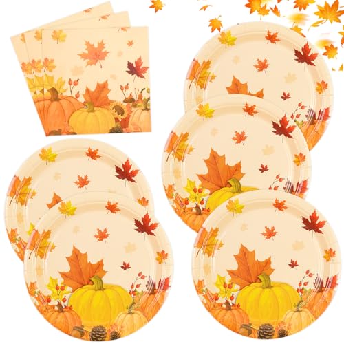 Pappteller und Servietten aus Ahornblättern, 50 Stück – Thanksgiving-Dessertteller und Servietten, Einweg-Partyzubehör für Herbst, Erntedankfest, Ernte, Geburtstag Pappteller und Servietten aus Ahornblättern, 50 Stück – Thanksgiving-Dessertteller und Servietten, Einweg-Partyzubehör für Herbst, Erntedankfest, Ernte, Geburtstag von PUEVENYI