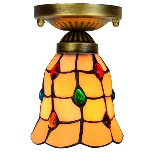 PUFAHAU Pendelleuchte, 6-Zoll-Deckenleuchten, Deckenlampe Im Tiffany-Stil, Buntglas-Designlampe Mit Schmucksteinen, Retro-Wohnzimmer-Dekorationsleuchten PUFAHAU Pendelleuchte, 6-Zoll-Deckenleuchten, Deckenlampe Im Tiffany-Stil, Buntglas-Designlampe Mit Schmucksteinen, Retro-Wohnzimmer-Dekorationsleuchten von PUFAHAU