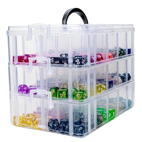 PUGED DND Würfel-Aufbewahrungsbox mit herausnehmbaren Trennwänden, polyedrischer Würfel-Kunststoff-Organizer für bis zu 1200 Würfel, Perlenfach, Behälter zum Nähen, Schmuck, Kunst, DIY PUGED DND Würfel-Aufbewahrungsbox mit herausnehmbaren Trennwänden, polyedrischer Würfel-Kunststoff-Organizer für bis zu 1200 Würfel, Perlenfach, Behälter zum Nähen, Schmuck, Kunst, DIY von PUGED