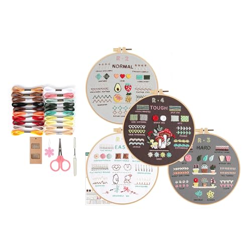 PUGEOAMN 4 Sets Tierblumenpflanze Stickerei Set Mit Anweisung Für Anfänger Stickerei Set Mit Musteranweisung von PUGEOAMN