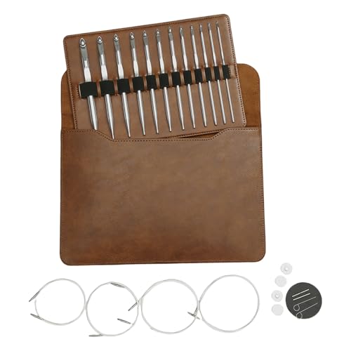 PUGEOAMN Austauschbares Kreisförmiges Strick Nadel Tunesian Häkelhaken Set 3mm-10 0 Mm Teppichhäuthaken Set Mit Aufbewahrungsbeutel PUGEOAMN Austauschbares Kreisförmiges Strick Nadel Tunesian Häkelhaken Set 3mm-10 0 Mm Teppichhäuthaken Set Mit Aufbewahrungsbeutel von PUGEOAMN