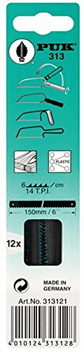 Holzsägeblatt L.150mm B.6mm gewellt/5,5cm 14Z./Zoll grob für Holz, 12 Stück von PUK