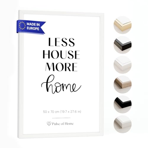 PULSE of HOME Holz Bilderrahmen 50x70 cm in Weiß - Dünner Rahmen Ideal für Fotos, Poster, Kinderzeichnungen & Kunst - Dekoration für Kinderzimmer & Wohnbereich — Ästhetischer Blickfang für dein Heim von PULSE of HOME