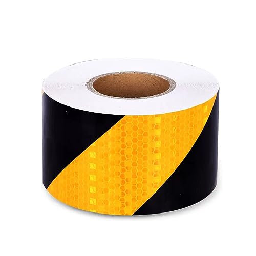 PULaif Reflektierendes Warnband, Reflektierendes Band, Selbstklebendes reflektierendes Warnband Schwarz und Gelb 10 cm x (3,10,45) m(10cm x 45m) von PULaif