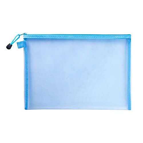 Reißverschluss-Tasche, Mesh Zipper Pouch, Federmäppchen aus Netzgewebe in reiner Farbe, einfache, transparente Dokumententasche aus Netzgewebe mit Reißverschluss, Schreibwarentasche, Nylontasche for B von PULaif