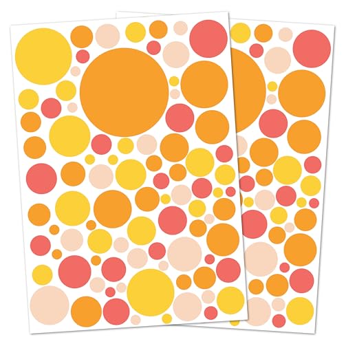 Punalu Kreis Set 176 Stück Wandtattoo für Babyzimmer Aufkleber Sticker Kreise Wandaufkleber Kinderzimmer Deko Punkte Dots Klebepunkte (Orange 1) von PUNALU