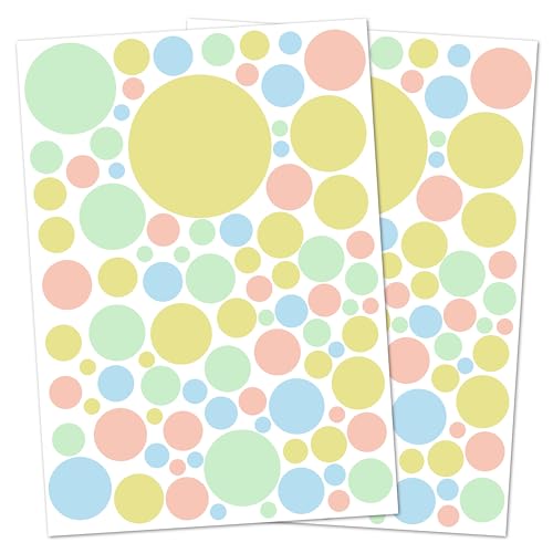 Punalu Kreis Set 176 Stück Wandtattoo für Babyzimmer Aufkleber Sticker Kreise Wandaufkleber Kinderzimmer Deko Punkte Dots Klebepunkte (Pastell rot blau gelb grün) von PUNALU