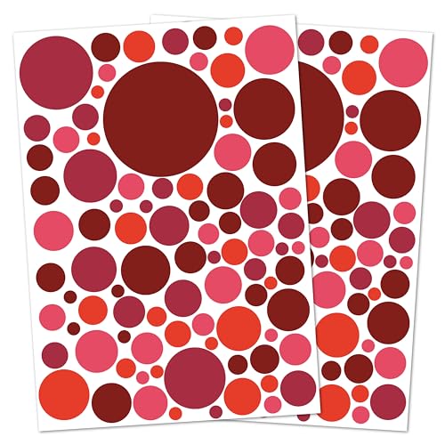 Punalu Kreis Set 176 Stück Wandtattoo für Babyzimmer Aufkleber Sticker Kreise Wandaufkleber Kinderzimmer Deko Punkte Dots Klebepunkte (Rot) von PUNALU