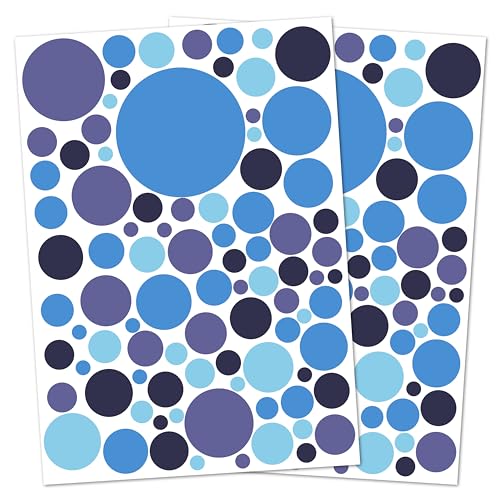 Punalu Kreis Set 176 Stück Wandtattoo für Babyzimmer Aufkleber Sticker Kreise Wandaufkleber Kinderzimmer Deko Punkte Dots Klebepunkte (blau) von PUNALU