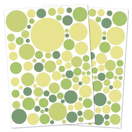 Punalu Kreis Set 176 Stück Wandtattoo für Babyzimmer Aufkleber Sticker Kreise Wandaufkleber Kinderzimmer Deko Punkte Dots Klebepunkte (grün) von PUNALU