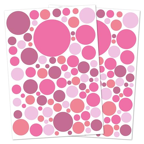 Punalu Kreis Set 176 Stück Wandtattoo für Babyzimmer Aufkleber Sticker Kreise Wandaufkleber Kinderzimmer Deko Punkte Dots Klebepunkte (rosa 1) von PUNALU