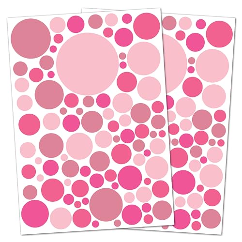Punalu Kreis Set 176 Stück Wandtattoo für Babyzimmer Aufkleber Sticker Kreise Wandaufkleber Kinderzimmer Deko Punkte Dots Klebepunkte (rosa 2) von PUNALU