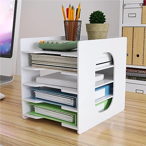 PUNCIA Dokumentenablage A4 Briefablage 5 Ablagefächer PVC Schreibtisch Datei Organizer Papierablage Aktenaufbewahrung Ablagesystem Dokumentenhalter für Büro Arbeitszimmer Schule Office von PUNCIA