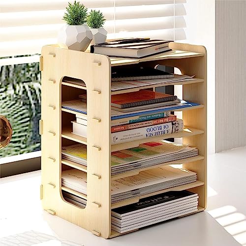 PUNCIA Dokumentenablage A4 Briefablage 7 Ablagefächer Holz Schreibtisch Datei Organizer Papierablage Aktenaufbewahrung Ablagesystem Dokumentenhalter Ordner für Büro Arbeitszimmer Schule Office von PUNCIA