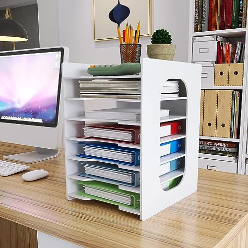 PUNCIA Dokumentenablage A4 Briefablage 7 Ablagefächer PVC Schreibtisch Datei Organizer Papierablage Aktenaufbewahrung Ablagesystem Dokumentenhalter für Büro Arbeitszimmer Schule Office von PUNCIA