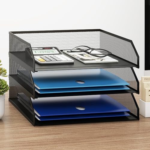 PUNCIA Dokumentenablage A4 Briefablage 3 Ablagefächer aus Metall Datei Organizer Papierablage Aktenaufbewahrung Ablagesystem Dokumentenhalter für Büro Arbeitszimmer Schule Office von PUNCIA