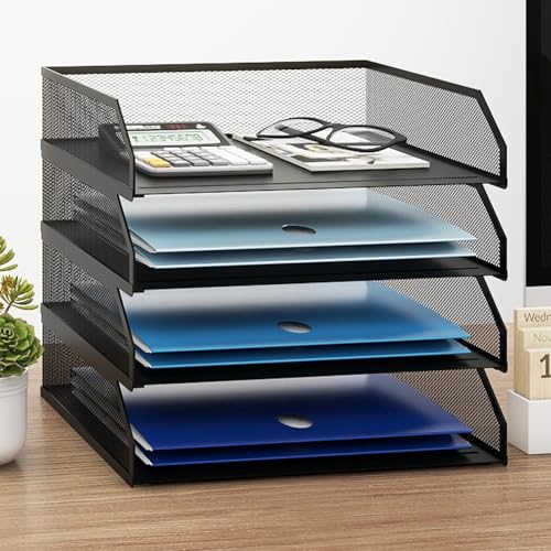 PUNCIA Dokumentenablage A4 Briefablage 4 Ablagefächer aus Metall Datei Organizer Papierablage Aktenaufbewahrung Ablagesystem Dokumentenhalter für Büro Arbeitszimmer Schule Office von PUNCIA