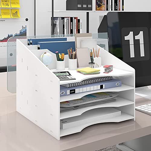 PUNCIA Dokumentenablage A4 Briefablage 4 Ablagefächer PVC Schreibtisch Datei Organizer Papierablage Aktenaufbewahrung Ablagesystem Dokumentenhalter für Büro Arbeitszimmer Schule Office von PUNCIA