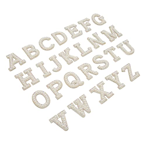 26pcs Eisen auf Flecken Alphabetstil Faux Pearl Elegant Einfach zu Verwenden Buchstaben Patches für Hut -Rucksackhemd von PUNELE