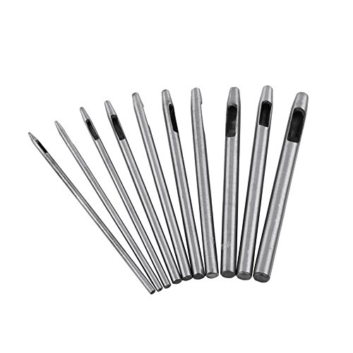Loch Puncher Leder-Werkzeug, 10 Stcs Punch Leder-Werkzeug Hollow Puncher Loch Bastelsatz für Ledercraft-Gürtel, 0,5-5 Mm von PUNELE