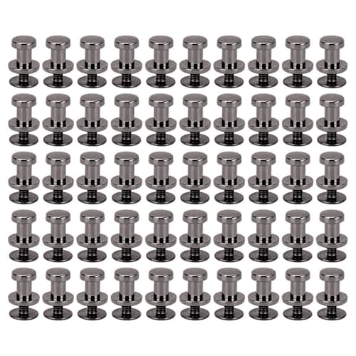 Metallknöpfe 50 Set Zinklegierung für Taschenschuhe, Stilvoll und Schutz mit Schrauben, Bequeme Installation (Schwarz) von PUNELE