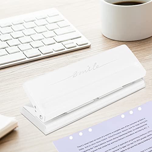 PUNELE 6-Loch-Punch Einstellbares Loch-Abstand-Papier-Stanz-manueller Locher-Schiebe-Loch-Abstand-Einstell-Einstell Unterlage für Büro-Schul Bedarf (Weiß) von PUNELE