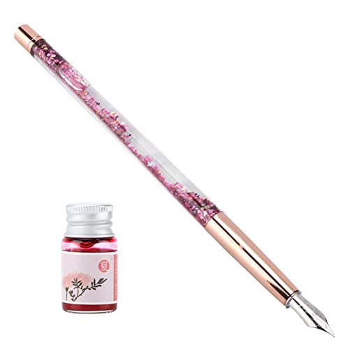 PUNELE Glasfederhalter, Kalligraphie-Stift, Füllfederhalter ohne Tinte, mit Schöner Verpackung, Glatter Schreibtintenhalter Zum Schreiben (Stiftnib Pink) von PUNELE