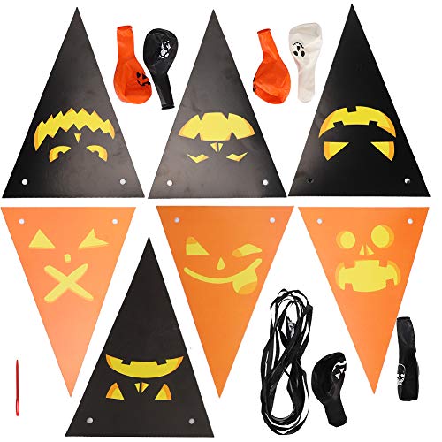 PUNELE Halloween-Papierflagge mit Luftballons, DIY-Bastelparty-Dekor für das Spukhaus-Layout, Süße Zeichnungsblume für den Urlaub von PUNELE
