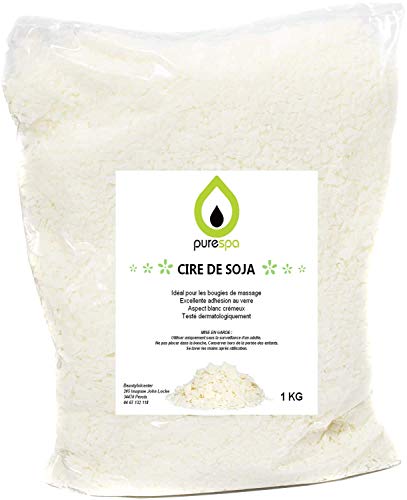 Purespa Sojawachs für Kerzen 1 kg in Flocken – für 100% natürliche und organische Kerzen von PURENAIL