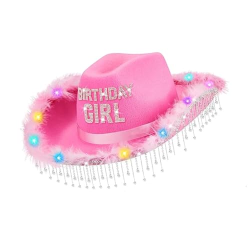 PURFUU Festival LED-beleuchteter Cowgirl-Geburtstagshut mit funkelnden Quasten und Strasssteinen, Buchstabe für alle Altersgruppen, Partyzubehör PURFUU Festival LED-beleuchteter Cowgirl-Geburtstagshut mit funkelnden Quasten und Strasssteinen, Buchstabe für alle Altersgruppen, Partyzubehör von PURFUU