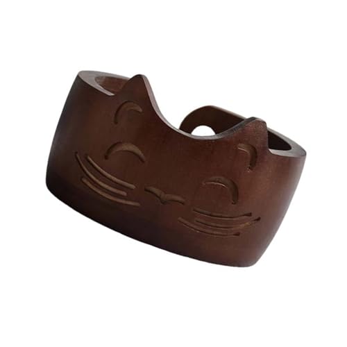 PURFUU Garnschalenhalter aus Holz, 17 x 10 cm, effiziente Aufbewahrung, Häkelzubehör, Katzenform, zum Stricken und Häkeln von PURFUU