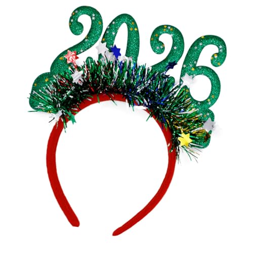 PURFUU Schimmernde 2026 Neujahrsfeier Stirnbänder mit glitzernder Dekoration Erwachsene Kinder Silvester Kopfbedeckung für Party Verstellbare Stirnbänder für alle Altersgruppen von PURFUU