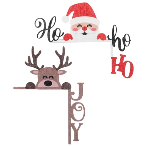 PURFUU Türrahmen-Aufsätze mit Weihnachtsmotiven, Ornament, Holz, Tür-Eck-Zubehör, Schrankknauf, Fensterdekoration, 2 Stück von PURFUU