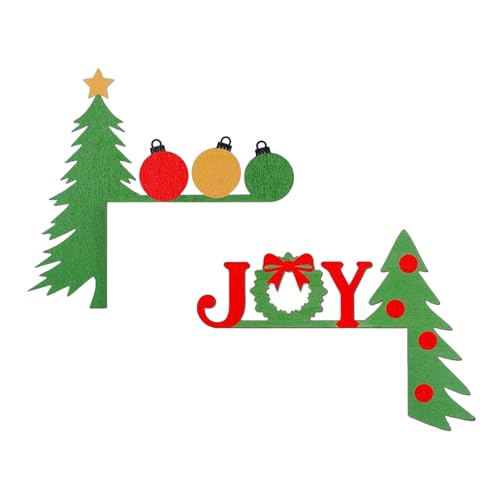 PURFUU Türrahmenaufsätze mit Weihnachtsmotiven, Ornament, Holz, Tür-Eck-Zubehör, Schrankknauf, Fensterdekoration, 2 Stück von PURFUU