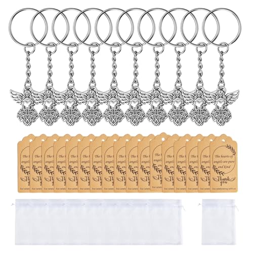 Religiöse Schlüsselanhänger-Ornamente, Taufe, Dankeschön, Geschenk-Set enthält stabile Kirsite-Charm-Organza-Beutel und Etiketten, religiöse Andenken, Schlüsselanhänger von PURFUU
