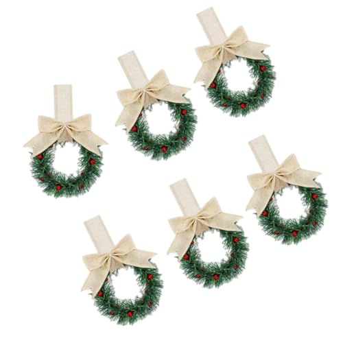 Weihnachtskranz, 6 Stück, künstliche Beeren, Kranz für Küchenschrank, Tür, Fenster, Innen- und Außendekoration von PURFUU