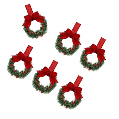 Weihnachtskranz, 6 Stück, künstliche Beeren, Kranz für Küchenschrank, Tür, Fenster, Innen- und Außendekoration von PURFUU