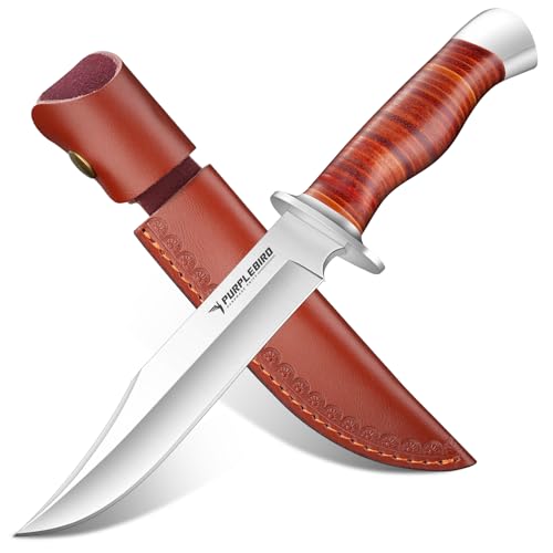 PURPLEBIRD Jagdmesser Feststehende Klinge Scharfes, Messer Outdoor Survival mit Lederscheide, D2 Stahl Gürtelmesser & Camping Messer Outdoor Geschenk für Jagd, Wandern und Angeln PURPLEBIRD Jagdmesser Feststehende Klinge Scharfes, Messer Outdoor Survival mit Lederscheide, D2 Stahl Gürtelmesser & Camping Messer Outdoor Geschenk für Jagd, Wandern und Angeln von PURPLEBIRD