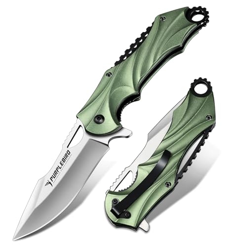 PURPLEBIRD Klappmesser Taschenmesser, Survival Outdoor Messer mit Coolem Aussehen,Tolle Sammlung Geschenke für Männer (Grün) von PURPLEBIRD