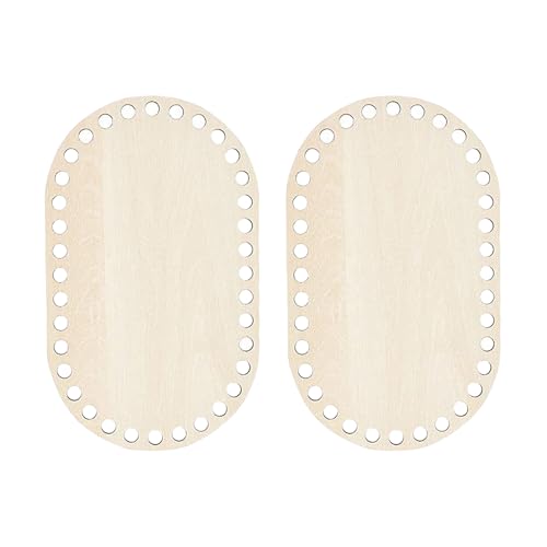 2 Stück unlackierte Korbunterteile aus Holz, Häkelbasis zum Basteln, Taschenherstellung, Nähzubehör, professionelles Zubehör von PURPLELILY