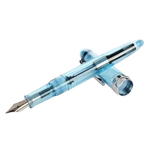 PURYN Füllfederhalter, 0,5 mm, silberfarbener Clip, Tintenschreiber, Schreibwaren, Schul- und Bürobedarf (transparentes Blau) von PURYN