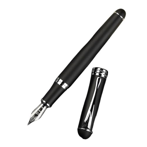 PURYN Füllfederhalter, 0,7 mm, feine Feder, Metall, silberfarbener Clip, Tintenstifte zum Schreiben, Schulanfang, Bürobedarf, Schreibwaren (4 mattschwarz) von PURYN